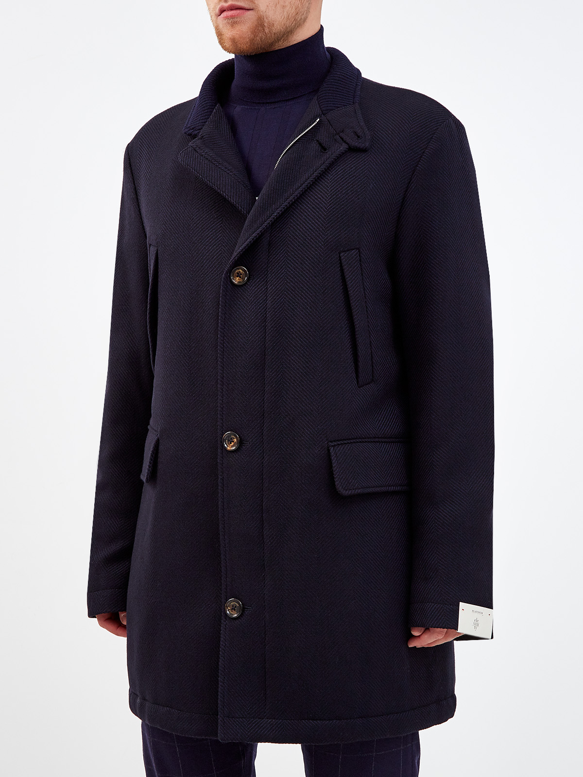 Шерстяное пальто оттенка индиго в классическом стиле ELEVENTY, цвет синий, размер 54;56;58 - фото 3