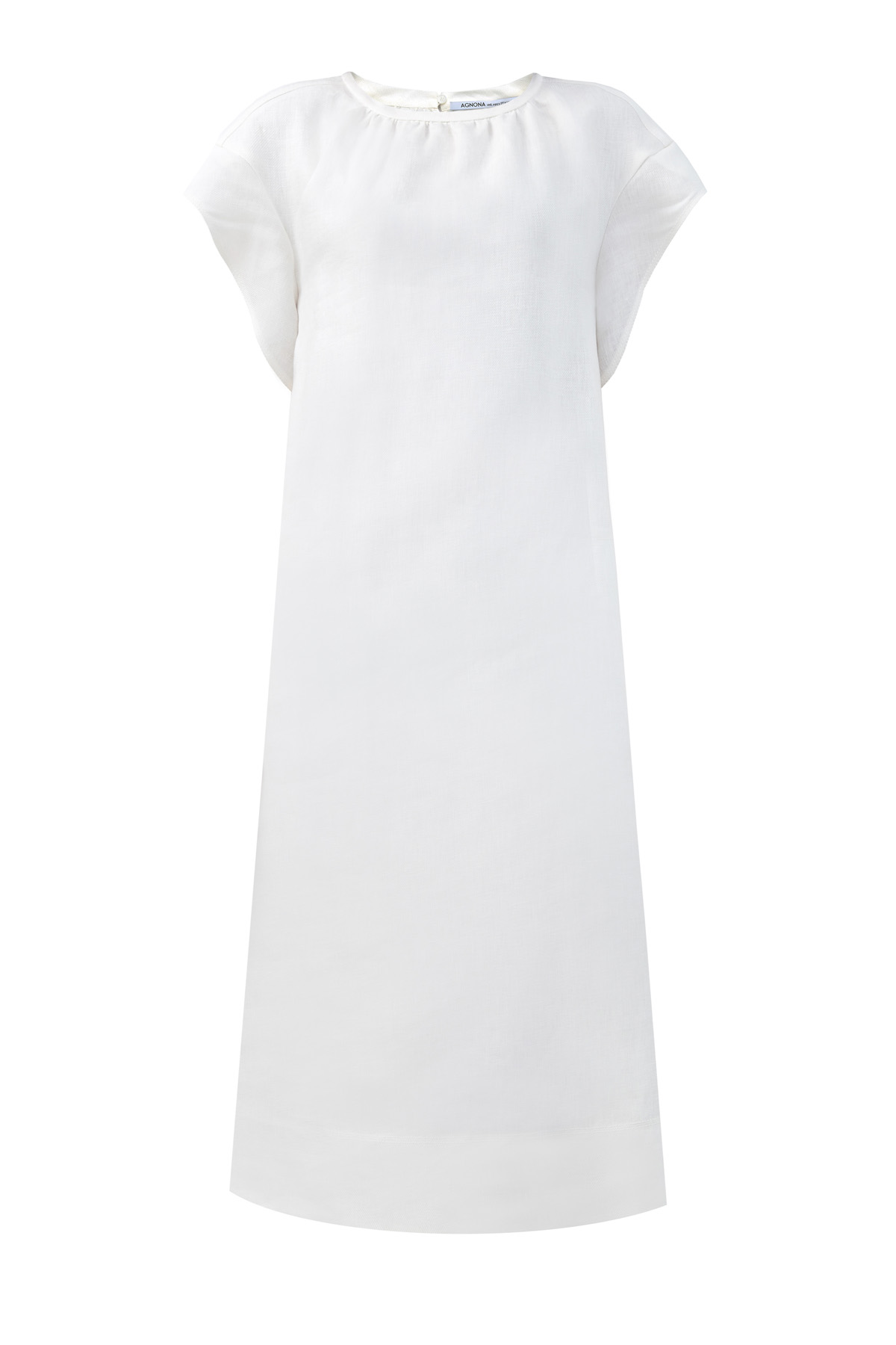Льняное платье с золотистой фурнитурой AGNONA, цвет белый, размер 42;44;40 - фото 1