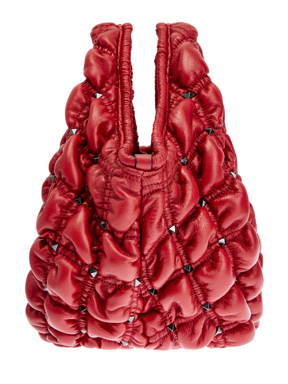 Сумка-хобо SpikeMe Bag из гофрированной кожи наппа VALENTINO, цвет красный, размер 37;38;39;40;38.5 - фото 4