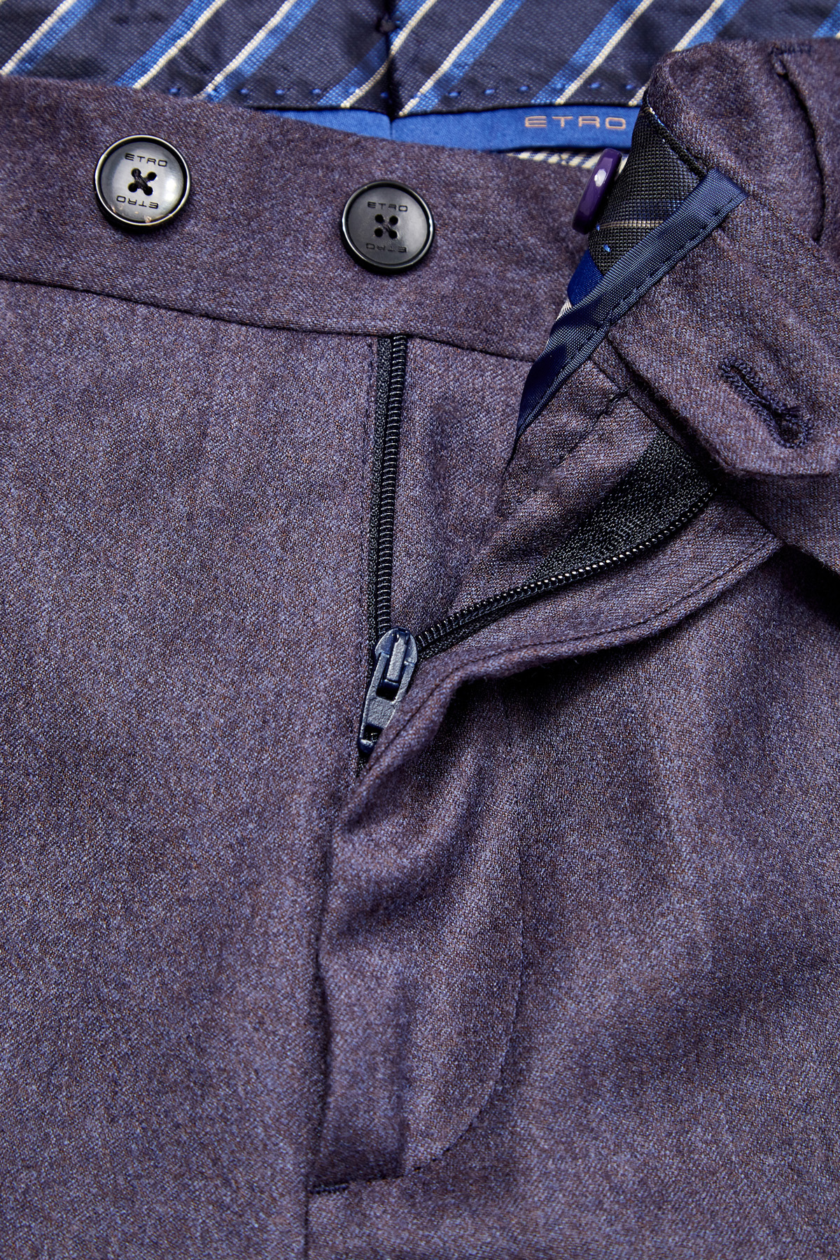 Классические брюки из шерстяной фланели ETRO, цвет фиолетовый, размер 48;54;50 - фото 7
