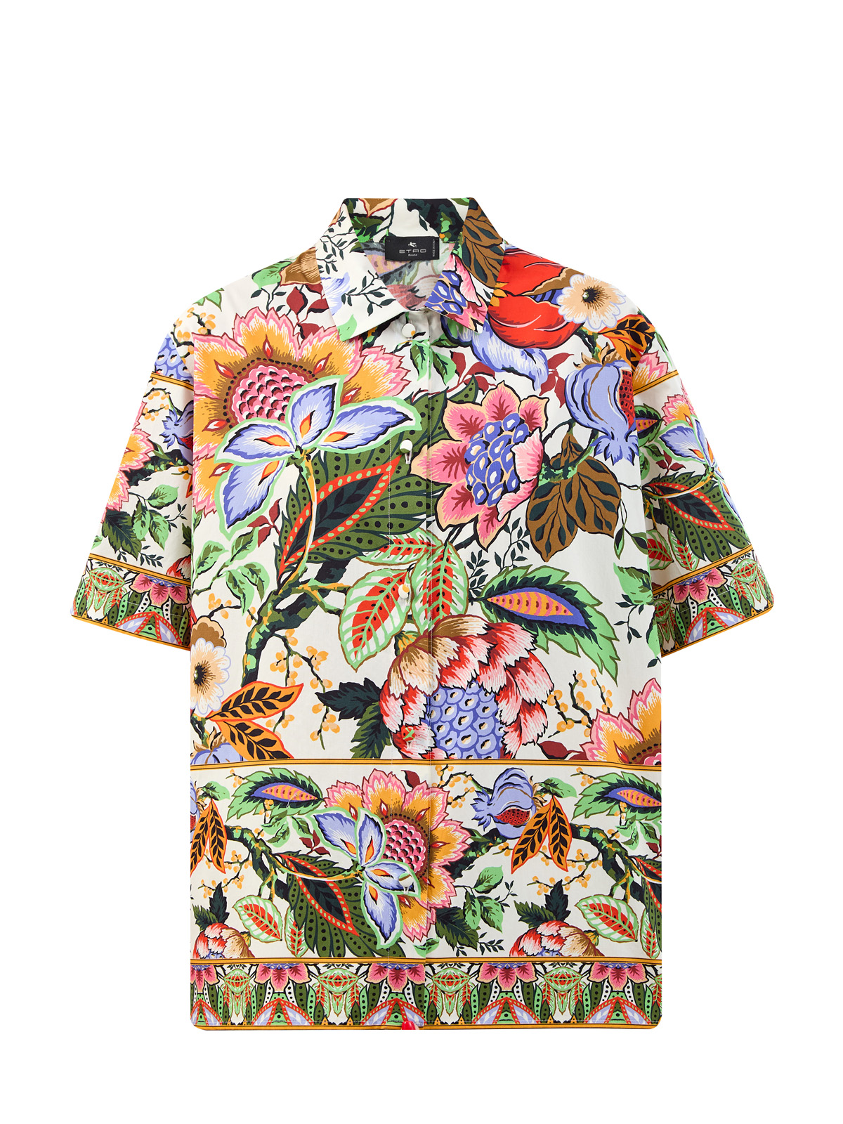 Свободная рубашка из гладкого поплина с флористическим принтом ETRO цвет мульти