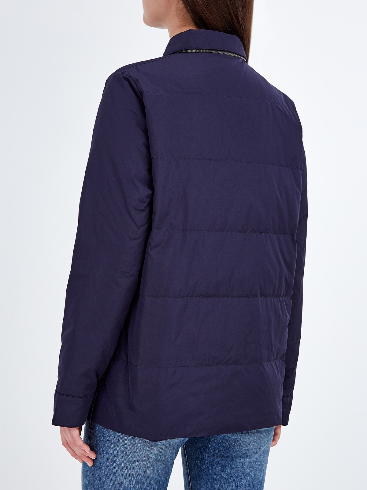 Куртка из матового нейлона с накладными карманами и ювелирной отделкой FABIANA FILIPPI, цвет синий, размер 38;40 - фото 4