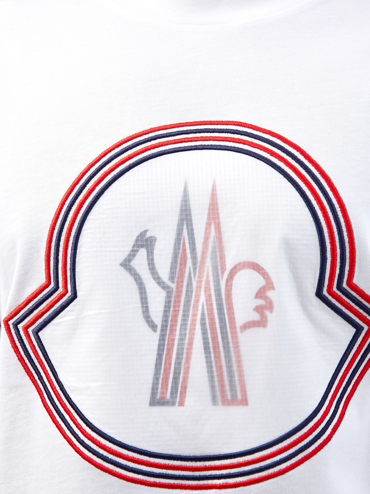 Хлопковый лонгслив с макро-логотипом из нейлона рипстоп MONCLER, цвет белый, размер S;L;XL;2XL - фото 5