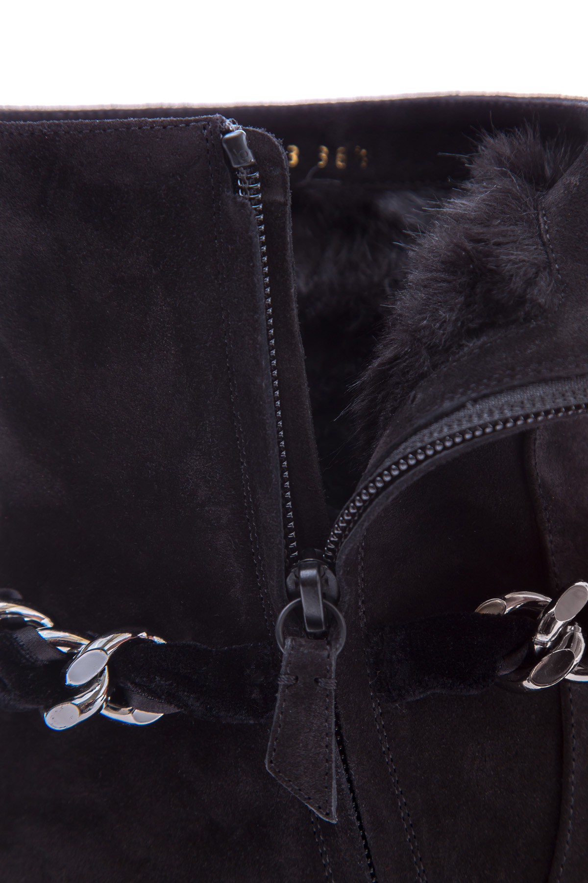 Ботинки из замши с символом бренда в виде цепи на голенище CASADEI, цвет черный, размер 36.5;37.5;38;38.5;41 - фото 6
