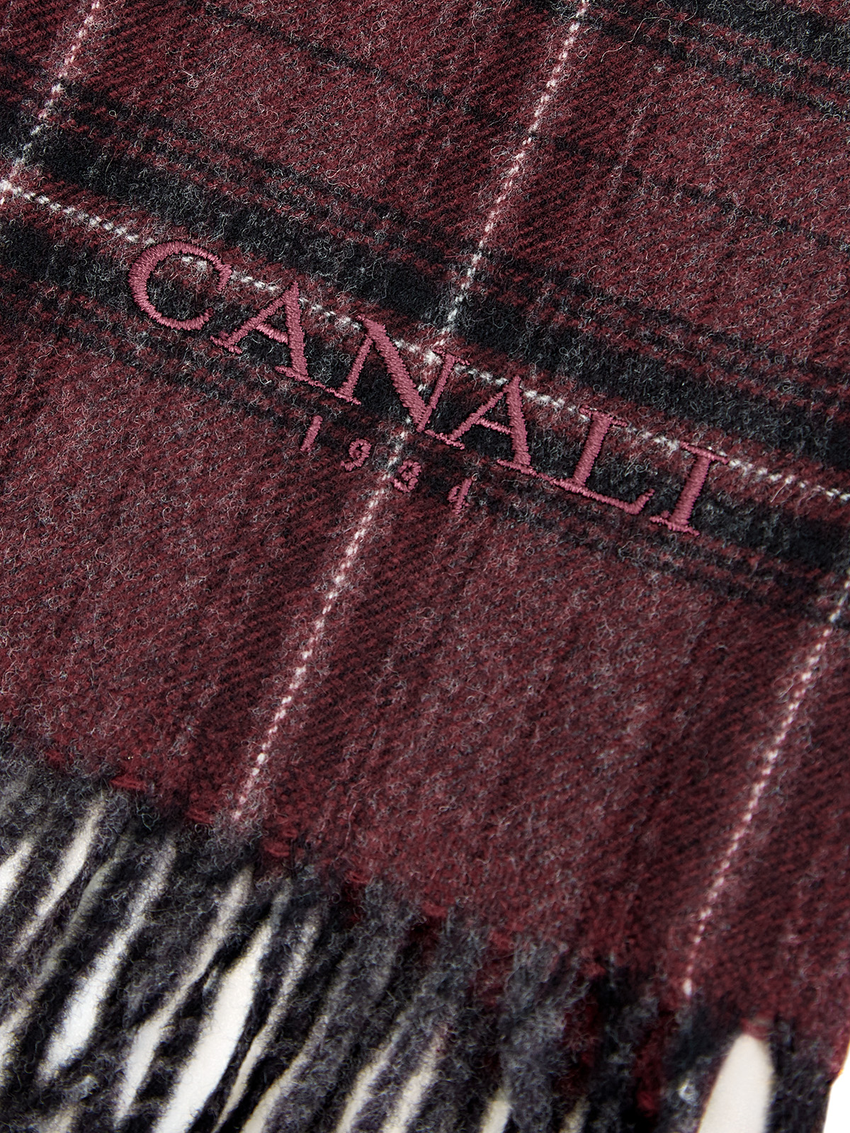 Шарф из шерсти и кашемира с вышитым логотипом CANALI, цвет красный, размер 40;42;44 - фото 2