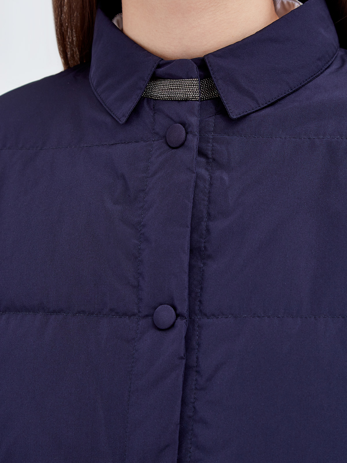 Куртка из матового нейлона с накладными карманами и ювелирной отделкой FABIANA FILIPPI, цвет синий, размер 38;40 - фото 5