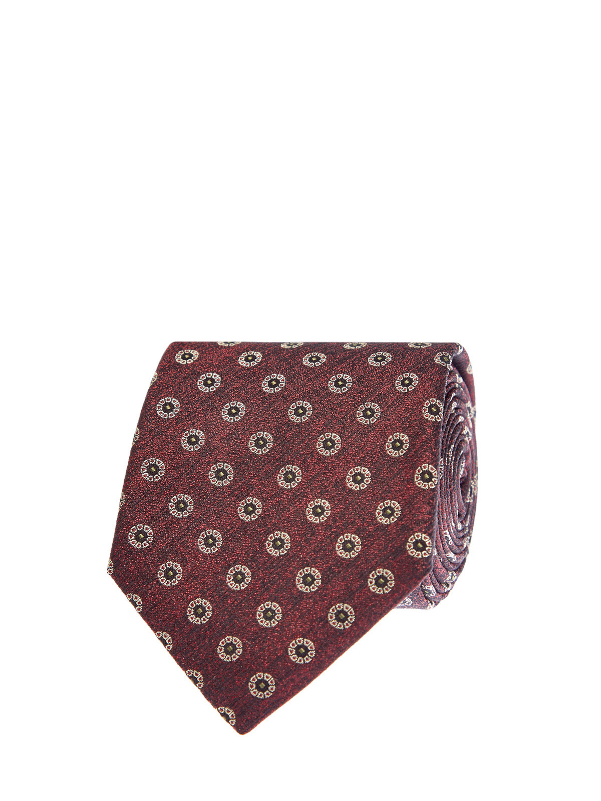 Шелковый галстук ручной работы из фактурного жаккарда CANALI, цвет красный, размер 6;7;7.5;8;8.5;9;9.5;10;11
