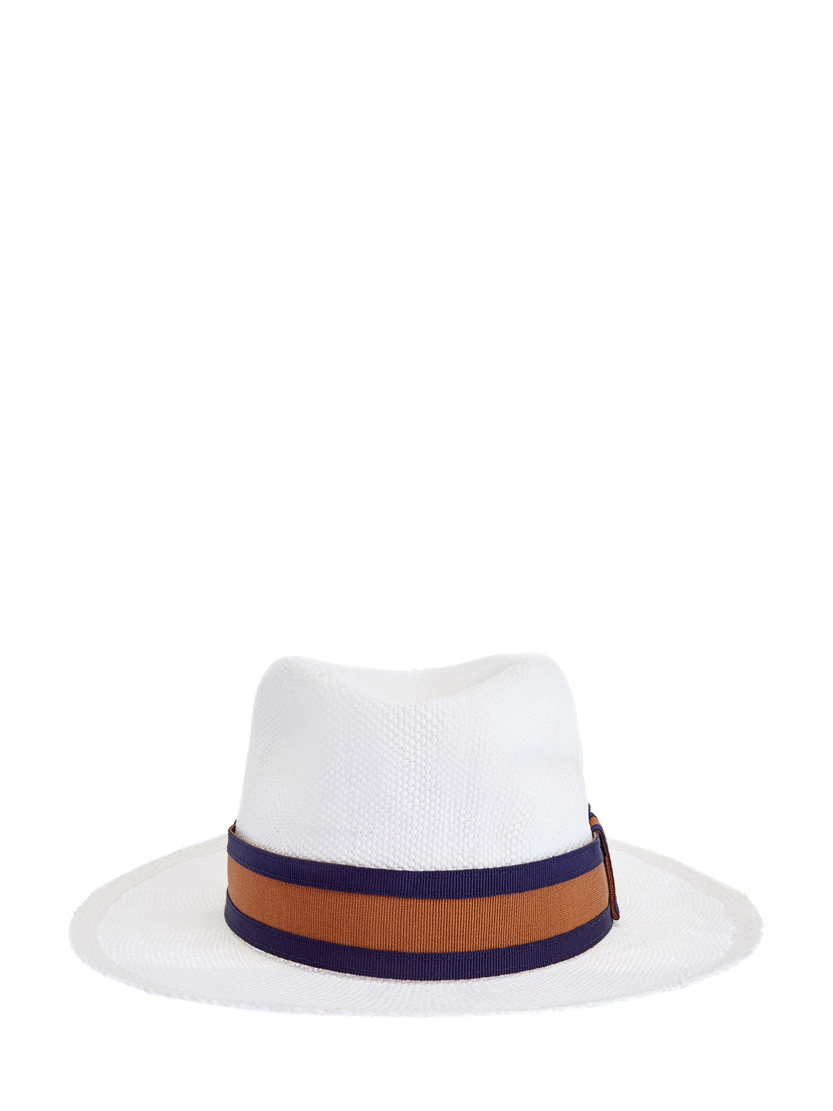 Плетеная шляпа-трилби с лентой грогрен ELEVENTY, цвет белый, размер L;M - фото 1