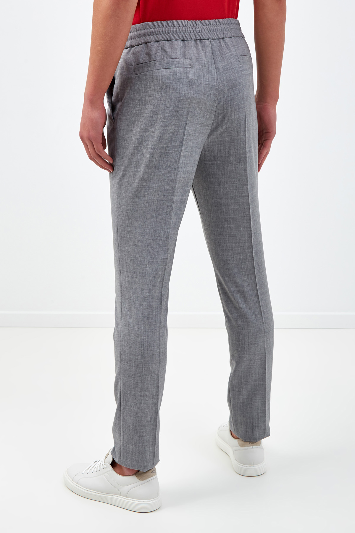 Шерстяные брюки в стиле casual BRUNELLO CUCINELLI, цвет серый, размер 48;50 - фото 4