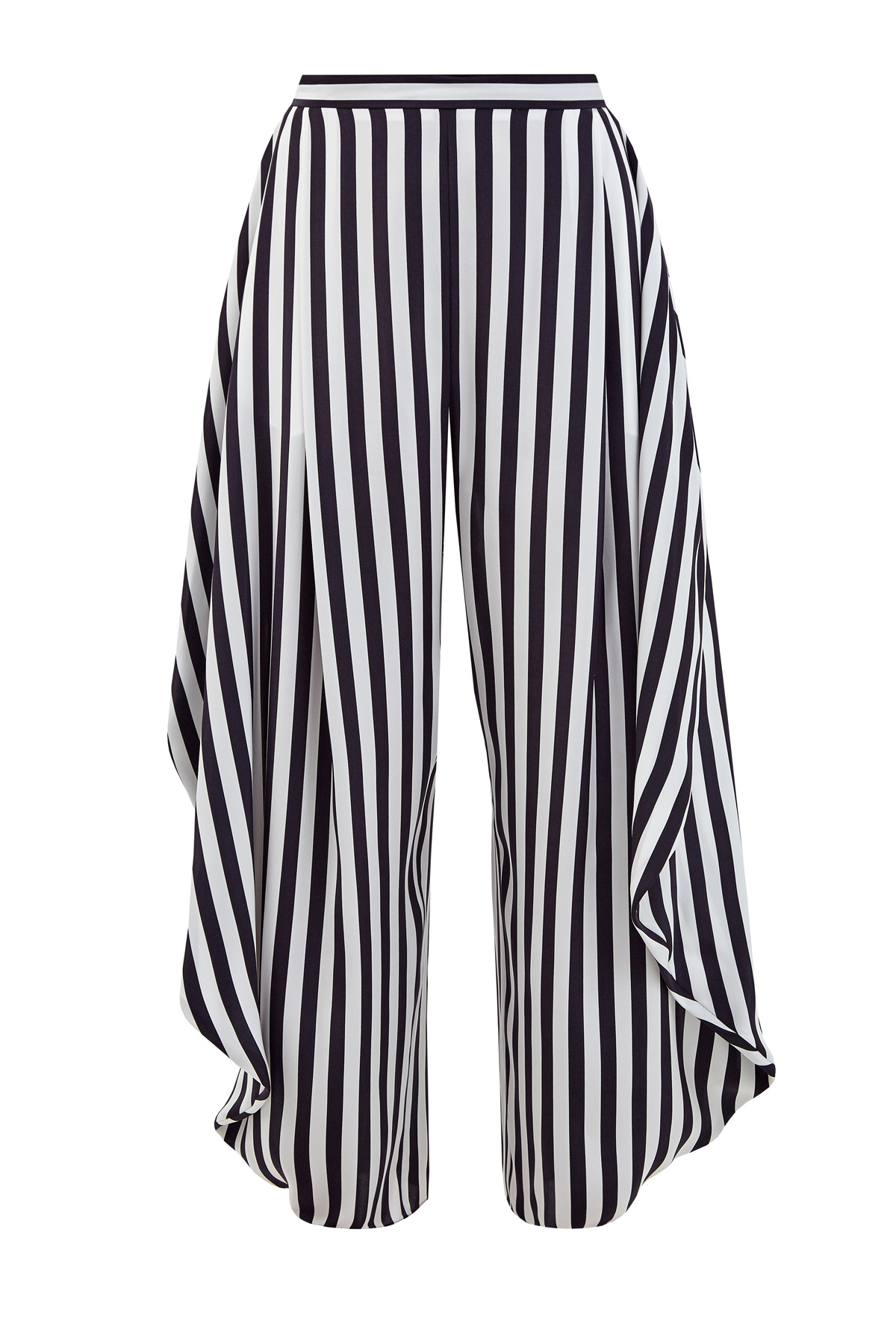 Шелковые брюки свободного кроя с монохромным узором STELLA McCARTNEY, цвет черно-белый, размер XS - фото 1