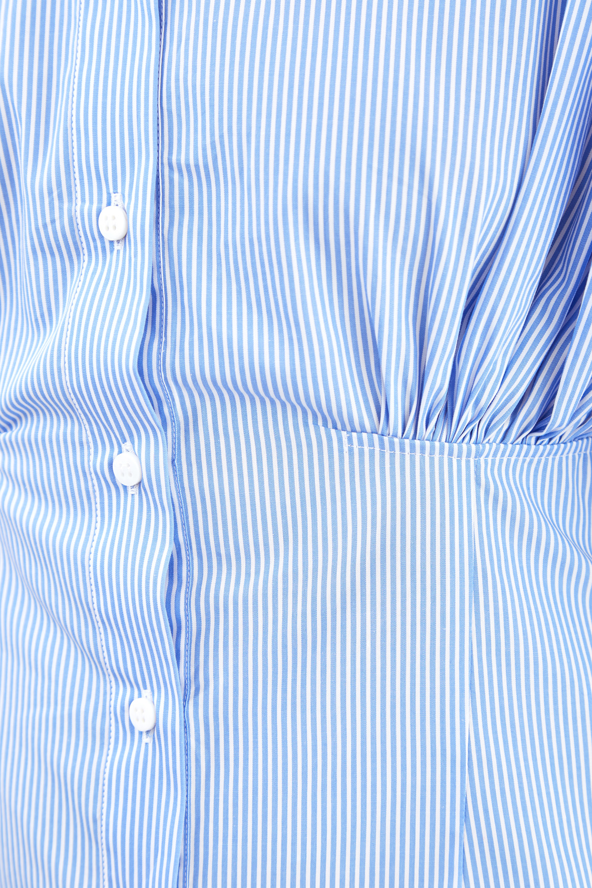 Рубашка в полоску с заложенными складками и спущенной линией плеч ERMANNO SCERVINO, цвет голубой, размер 40;42 - фото 5