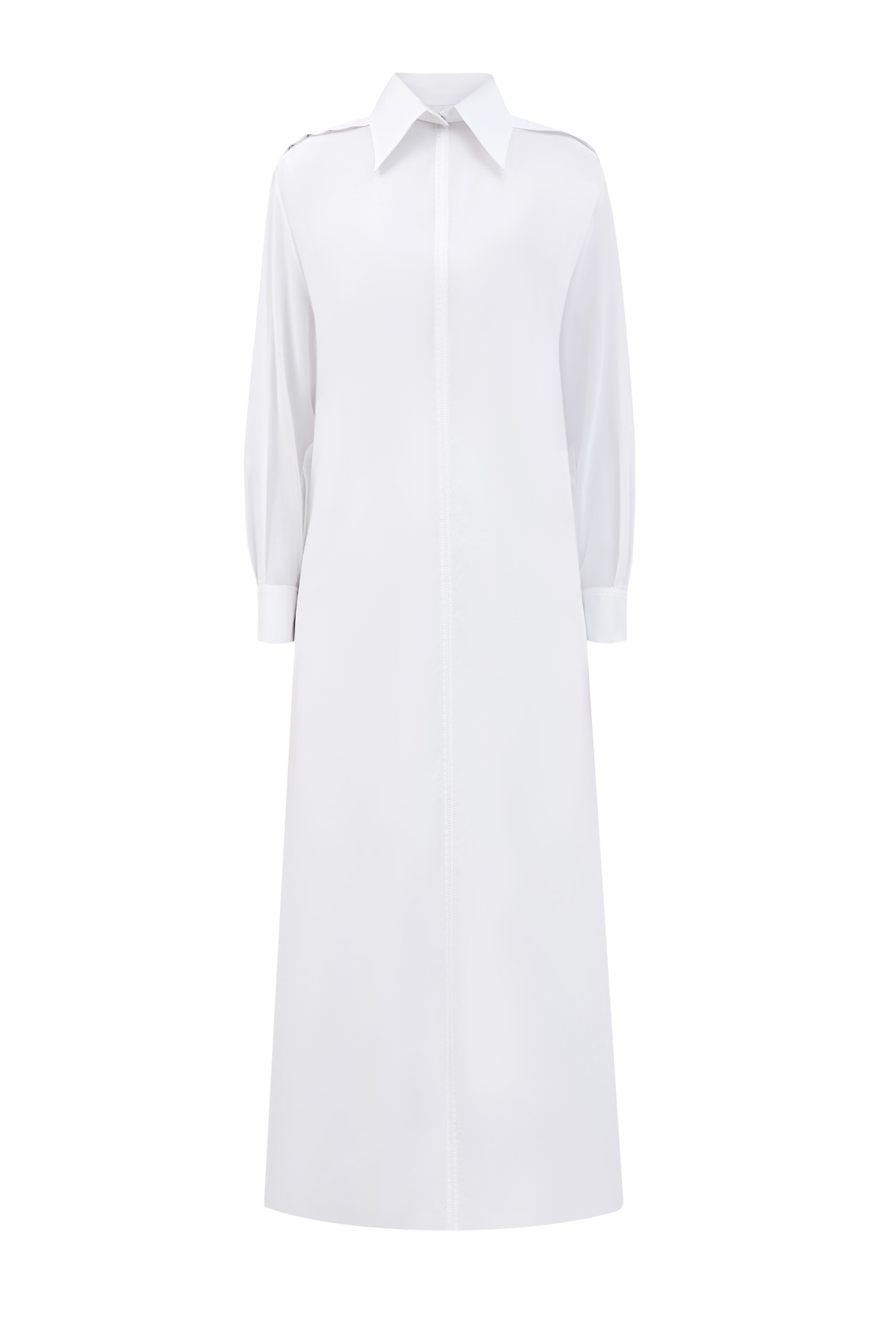 Платье из хлопкового поплина с высокими разрезами по бокам VALENTINO белого цвета