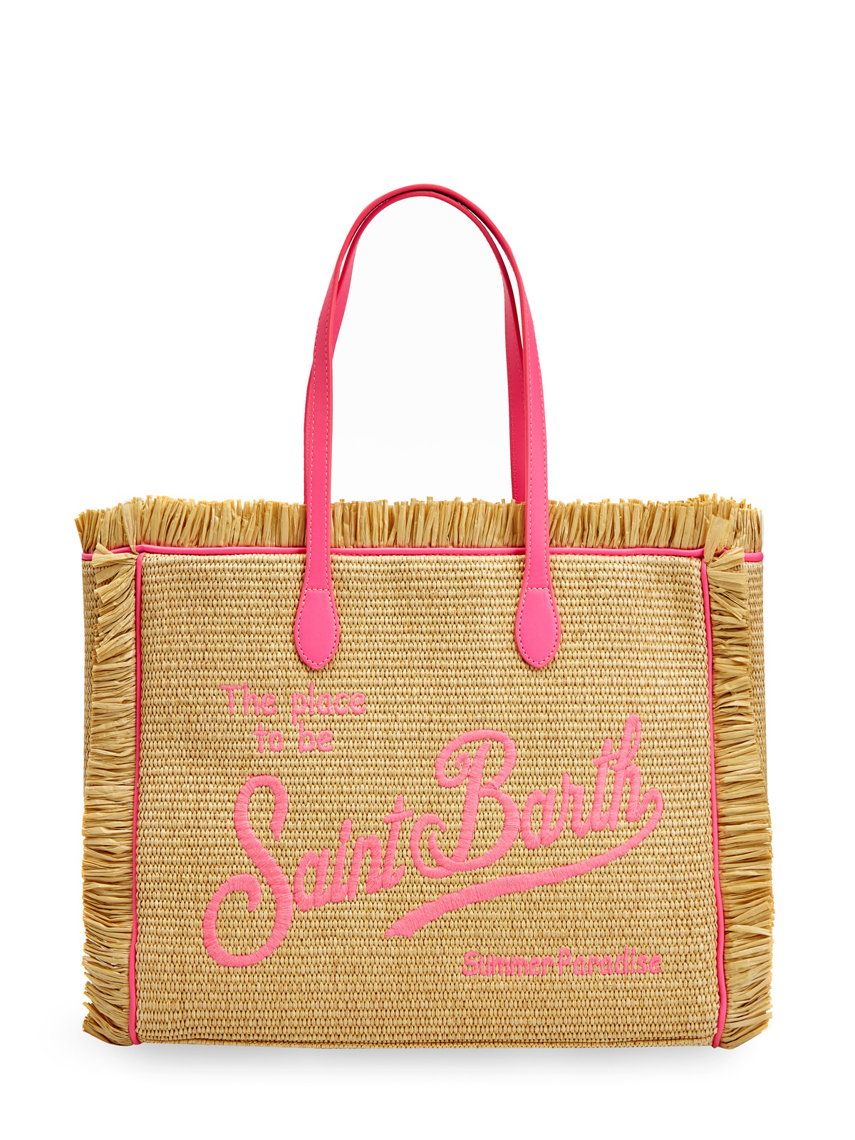 Плетеная сумка с фирменной макро-вышивкой MC2 SAINT BARTH, цвет бежевый, размер S - фото 1