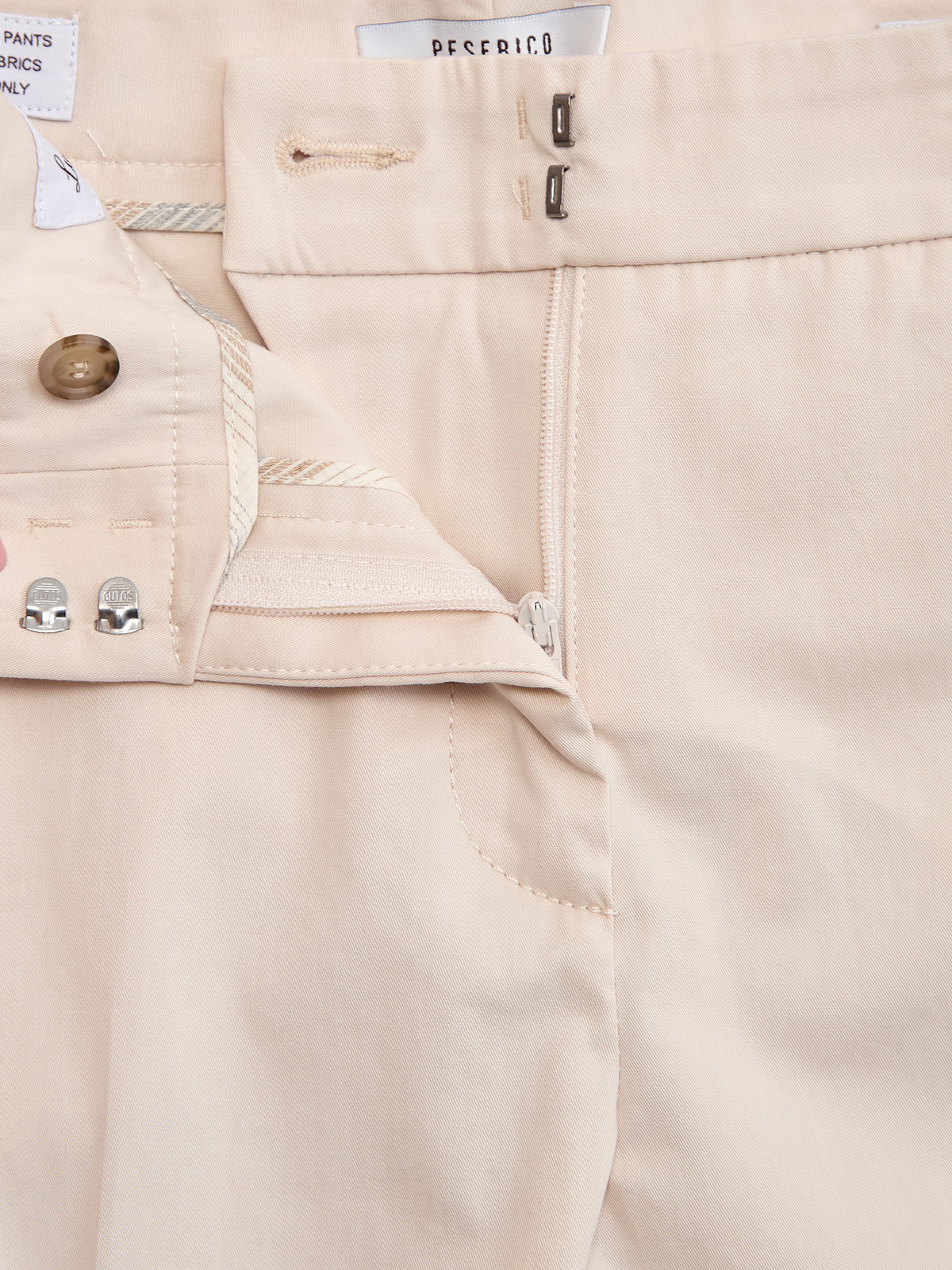 Укороченные брюки из гладкого хлопка с кожаной деталью PESERICO, цвет бежевый, размер 40;44;46;48;50;52 - фото 6