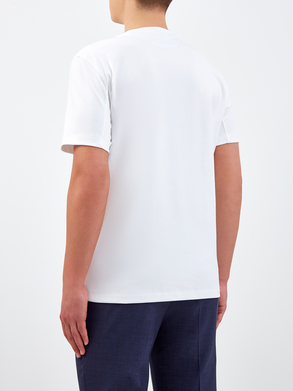 Белая футболка из джерси с минималистичным принтом BRUNELLO CUCINELLI, цвет белый, размер 46;52;56;50 - фото 4
