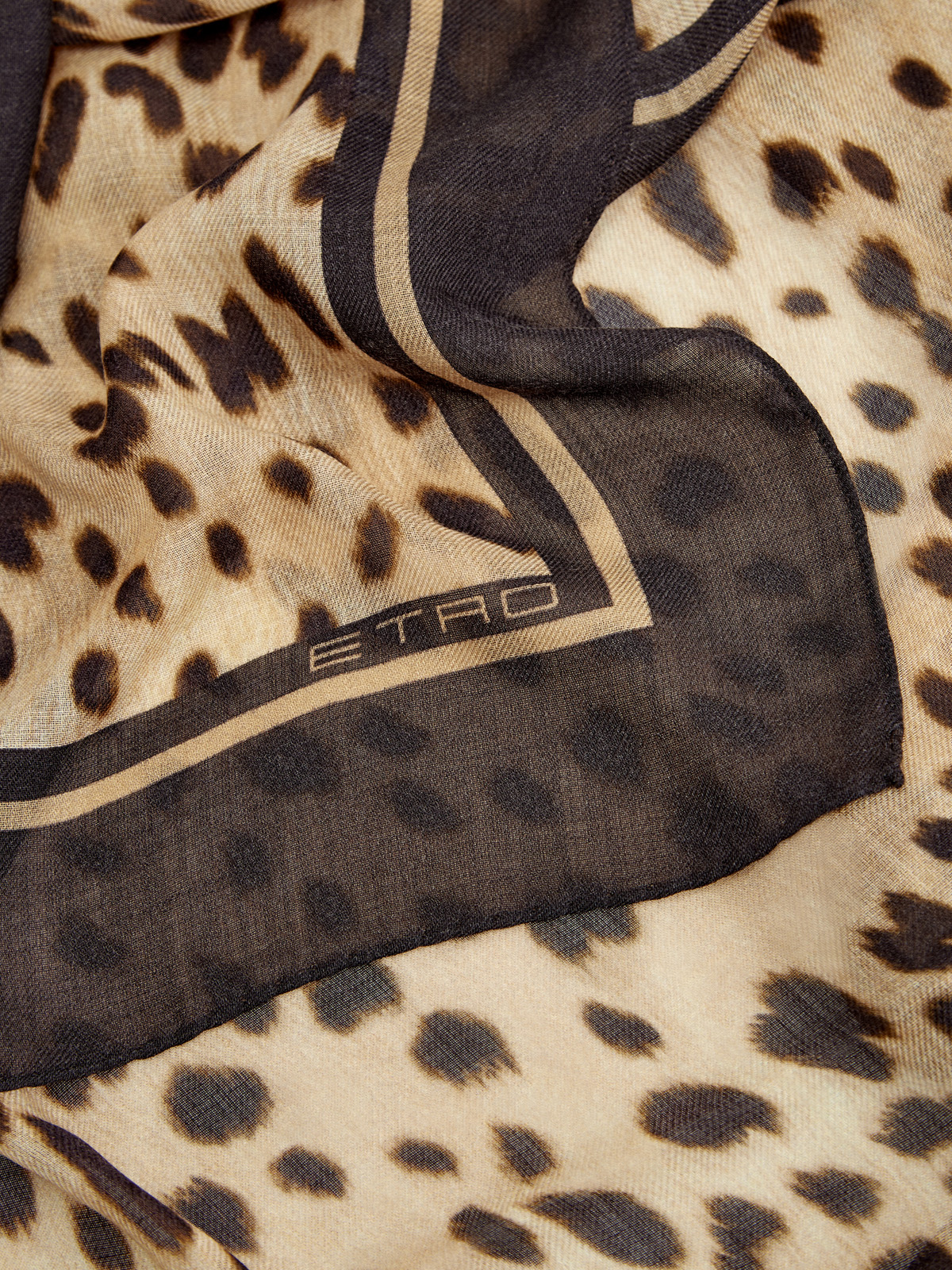 Легкий платок из кашемира с анималистическим принтом ETRO, цвет мульти, размер 42;38 - фото 2