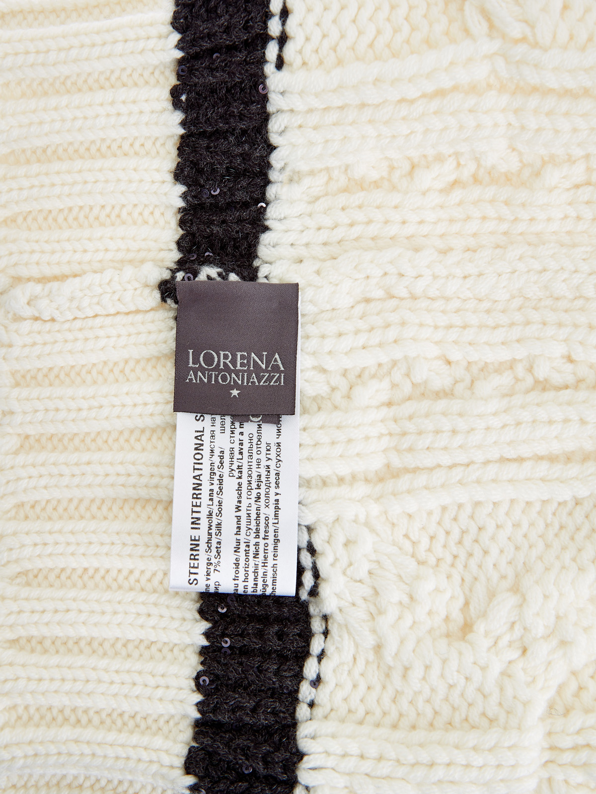Шапка из шерстяной пряжи с кашемиром и шелком LORENA ANTONIAZZI, цвет белый, размер S - фото 5