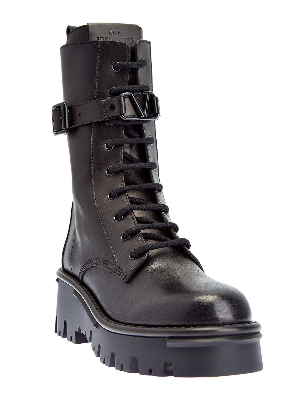 Высокие ботинки из телячьей кожи с логотипом VALENTINO GARAVANI, цвет черный, размер 36;40 - фото 3