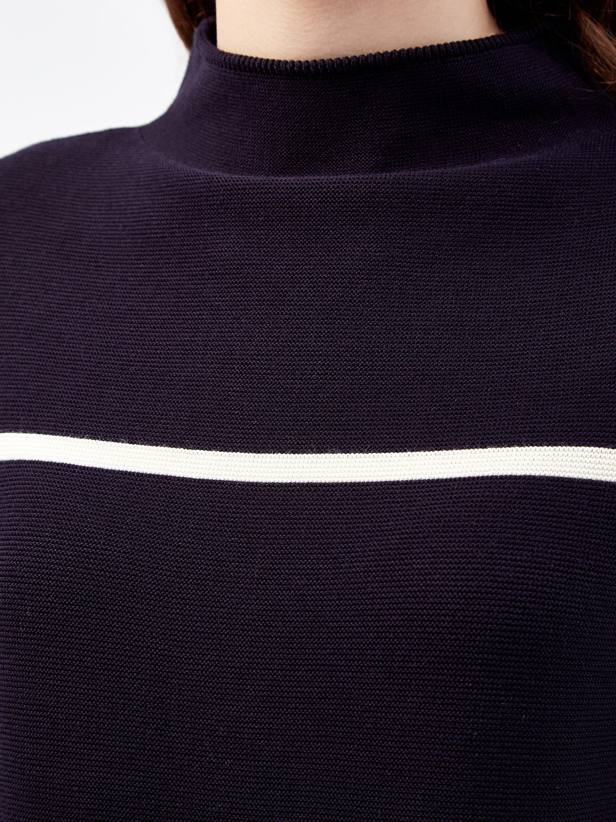 Пуловер из хлопковой пряжи в стиле colorblock LORENA ANTONIAZZI, цвет черно-белый, размер 40 - фото 5