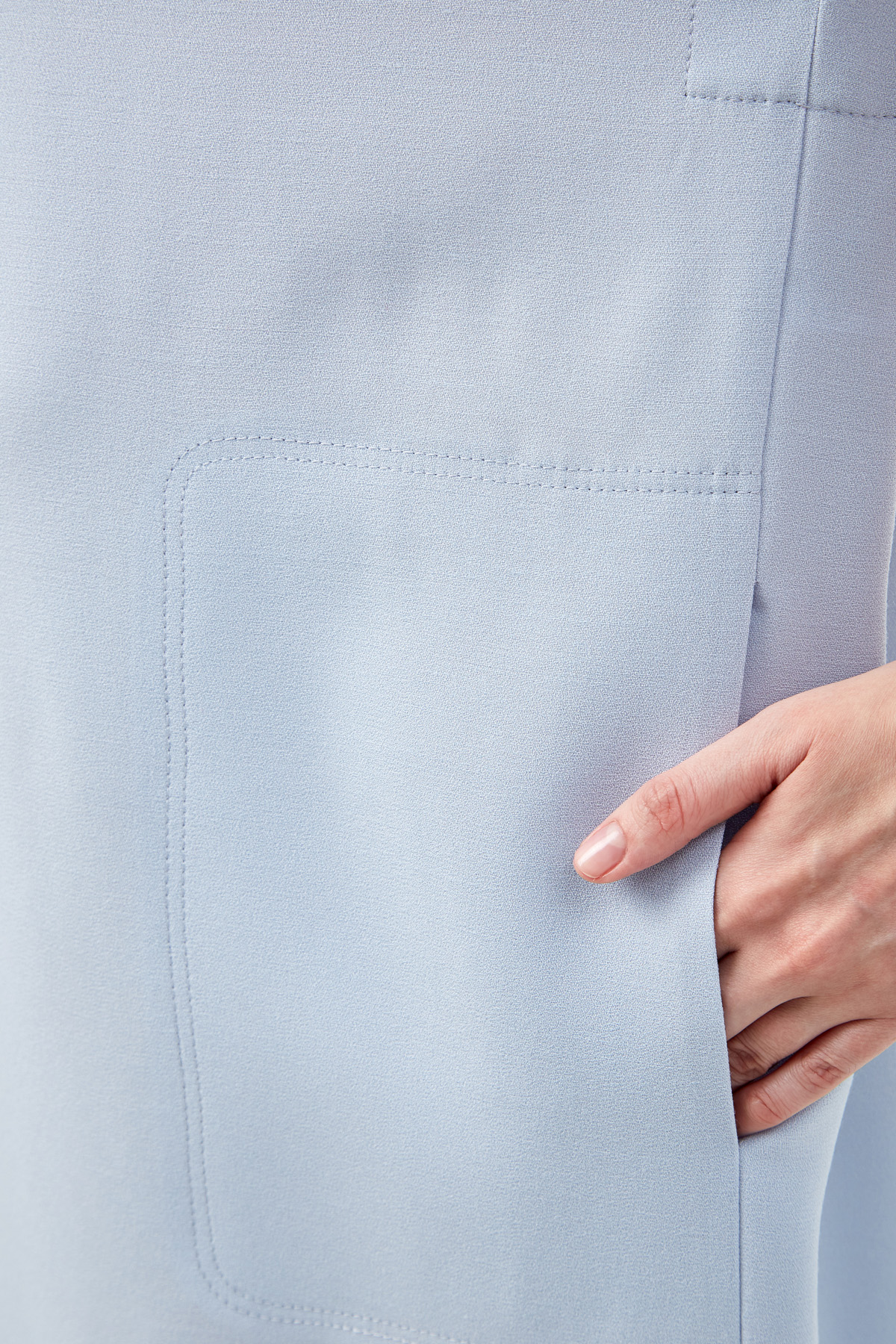 Платье-рубашка из шерстяной ткани с боковыми разрезами AGNONA, цвет голубой, размер 42;46;40 - фото 6