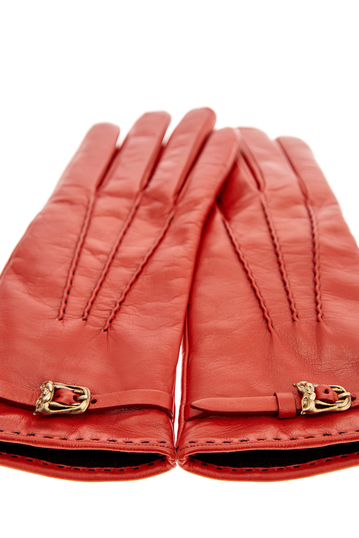 Перчатки из кожи наппа с кашемировой подкладкой ERMANNO SCERVINO, цвет красный, размер XS;L - фото 3