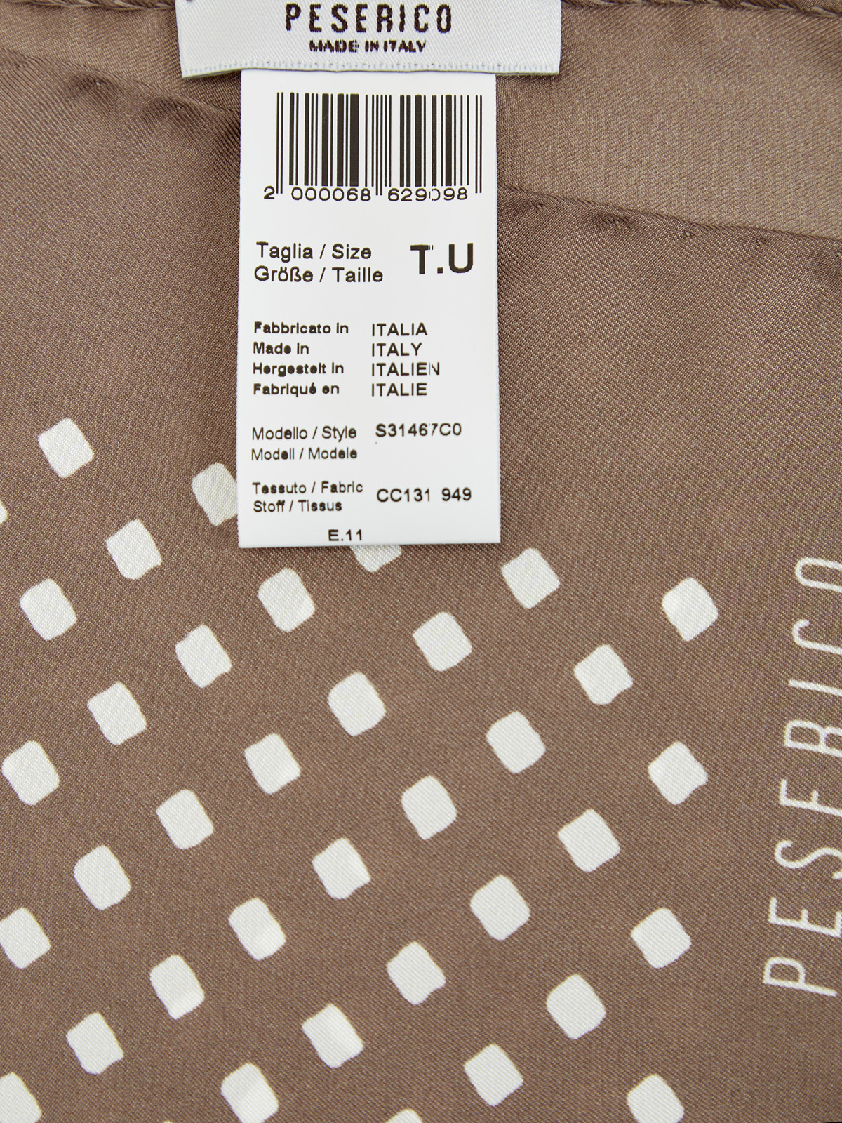 Платок из тонкого струящегося шелка с принтом all-over PESERICO, цвет коричневый, размер 42;43;43.5;44;45;45.5;46 - фото 3