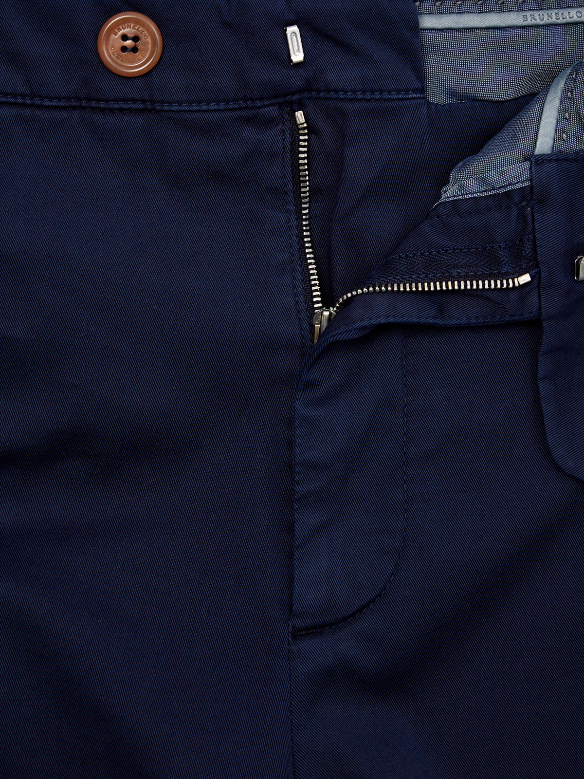 Брюки из окрашенного в готовом виде габардина American Pima BRUNELLO CUCINELLI, цвет синий, размер 48;50;52;54 - фото 6