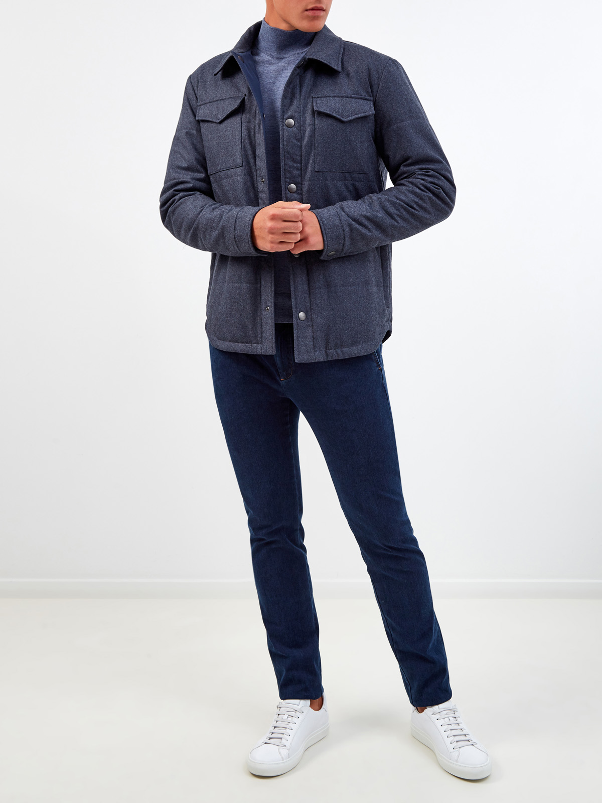 Двусторонняя куртка из плотной шерсти, кашемира и нейлона CANALI, цвет синий, размер 48;56;58 - фото 2
