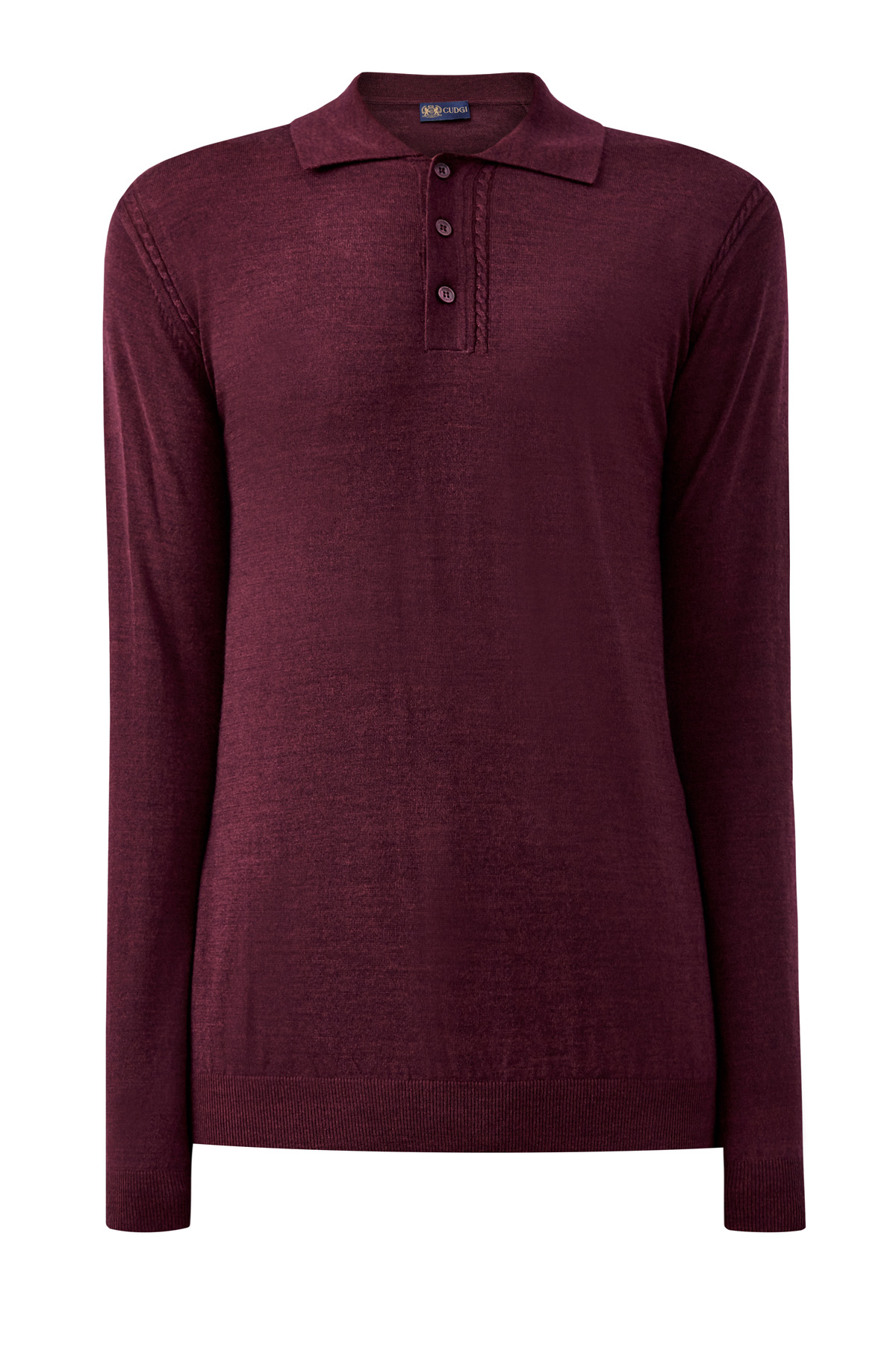 

Джемпер-поло цвета бургунди из шерстяной пряжи и тенсела, Бордовый, Джемпер-поло цвета бургунди из шерстяной пряжи и тенсела