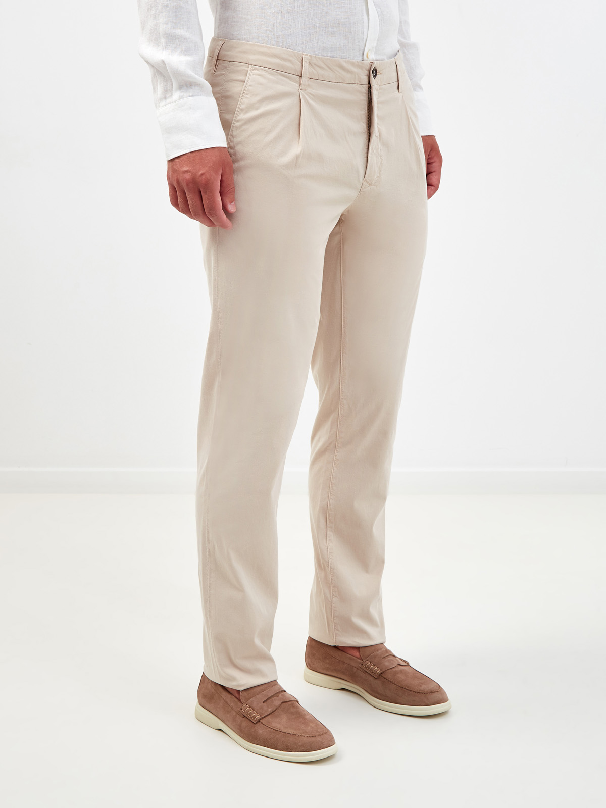 Светлые брюки из лиоцелла и хлопка с защипами CANALI, цвет бежевый, размер 48;52;54;56;50 - фото 3
