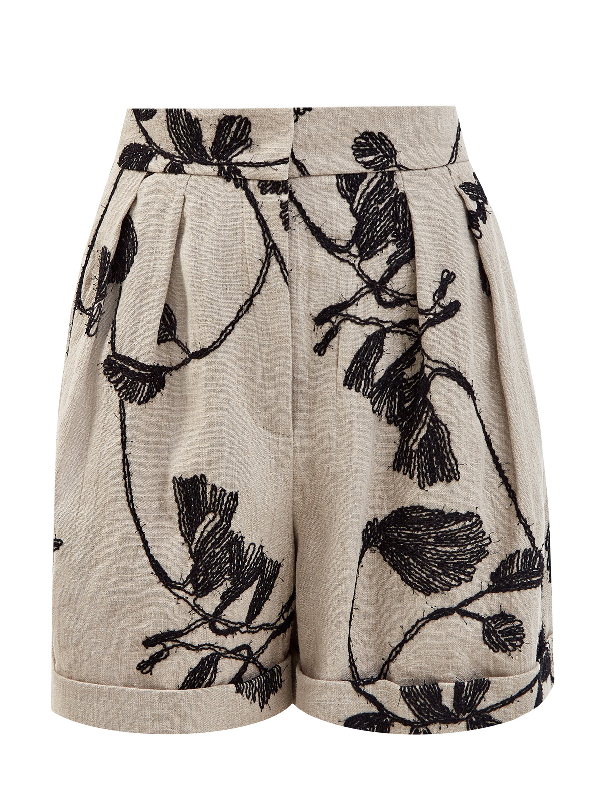 Льняные бермуды City с вышивкой ручной работы BRUNELLO CUCINELLI, цвет бежевый, размер 38;44