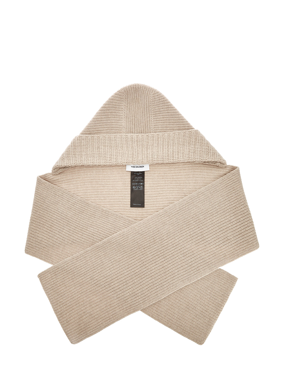 

Капор-шарф из фактурной шерсти и кашемира, Бежевый, Капор-шарф из фактурной шерсти и кашемира