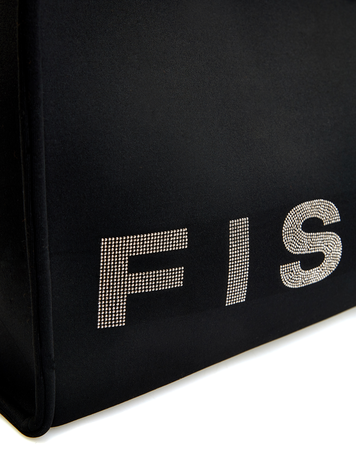Вместительная сумка-шоппер с декором из стразов FISICO, цвет черный, размер M - фото 5