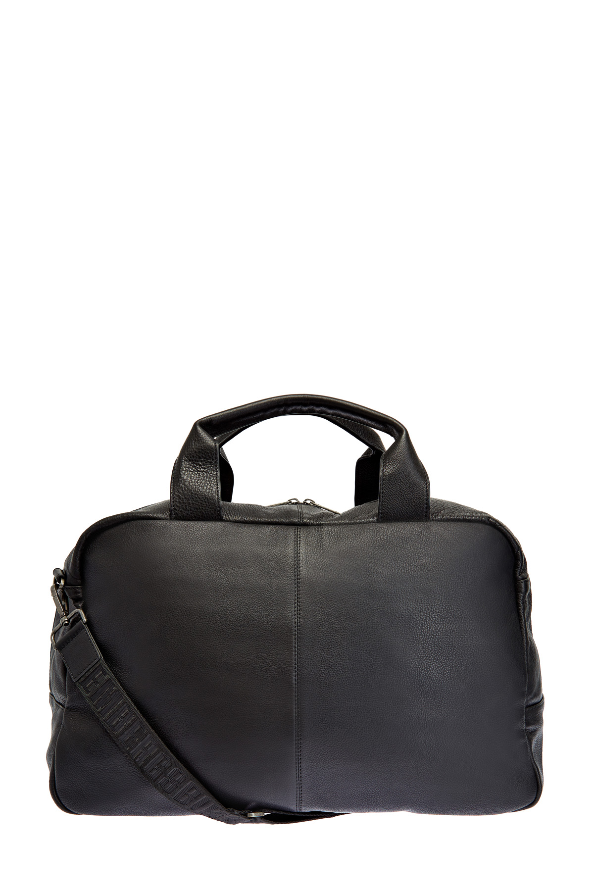 Дорожная сумка из текстурированной кожи с плечевым ремнем BIKKEMBERGS, цвет черный, размер 2XL;M - фото 5