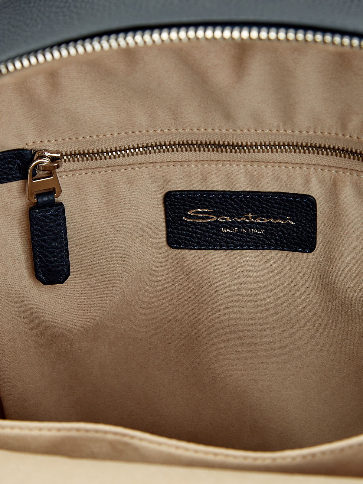 Кожаный рюкзак ручной работы с двумя отделениями SANTONI, цвет синий, размер M;L - фото 6