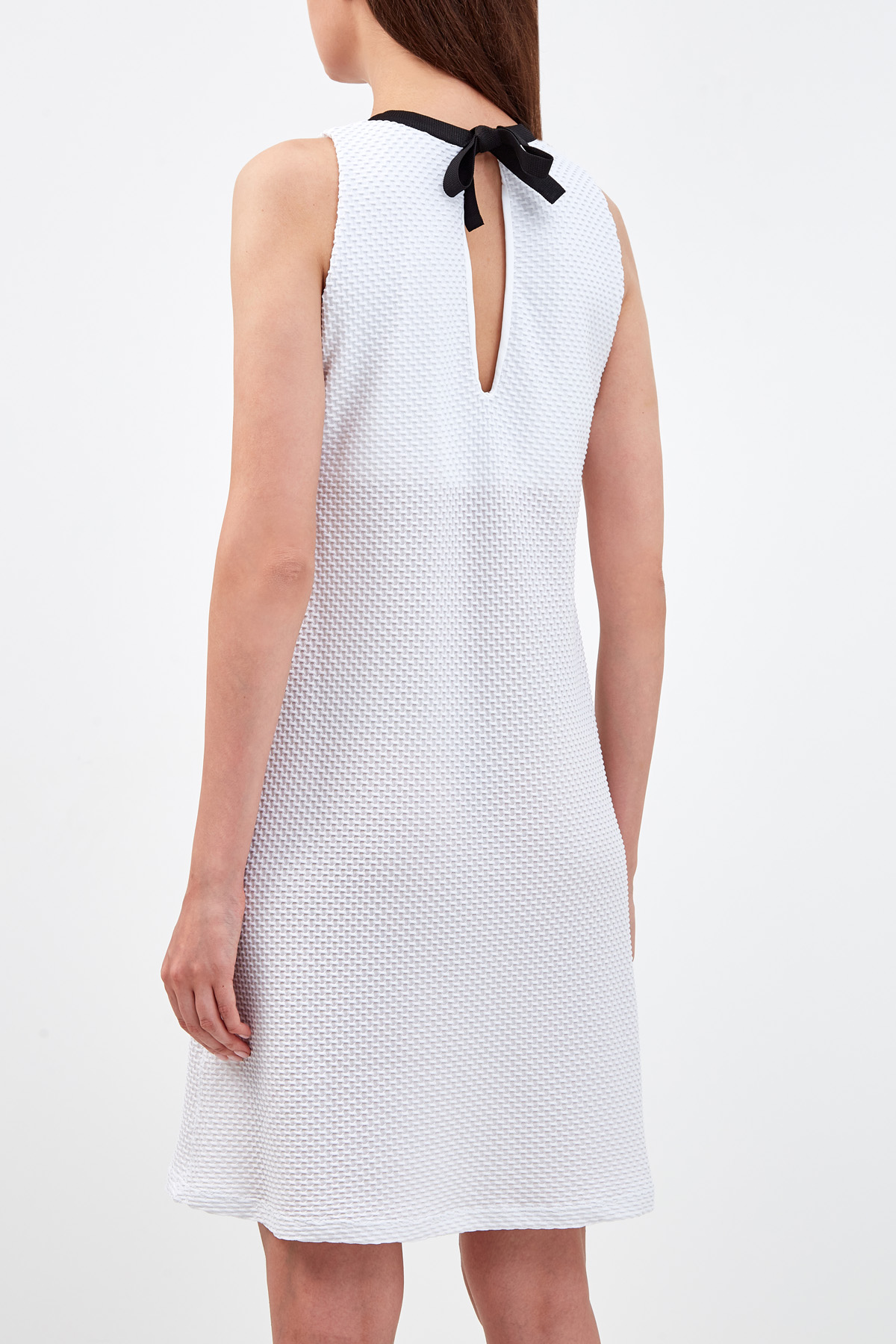 Платье-мини из эластичной быстросохнущей микрофибры с контрастной окантовкой FISICO, цвет белый, размер S;L - фото 4