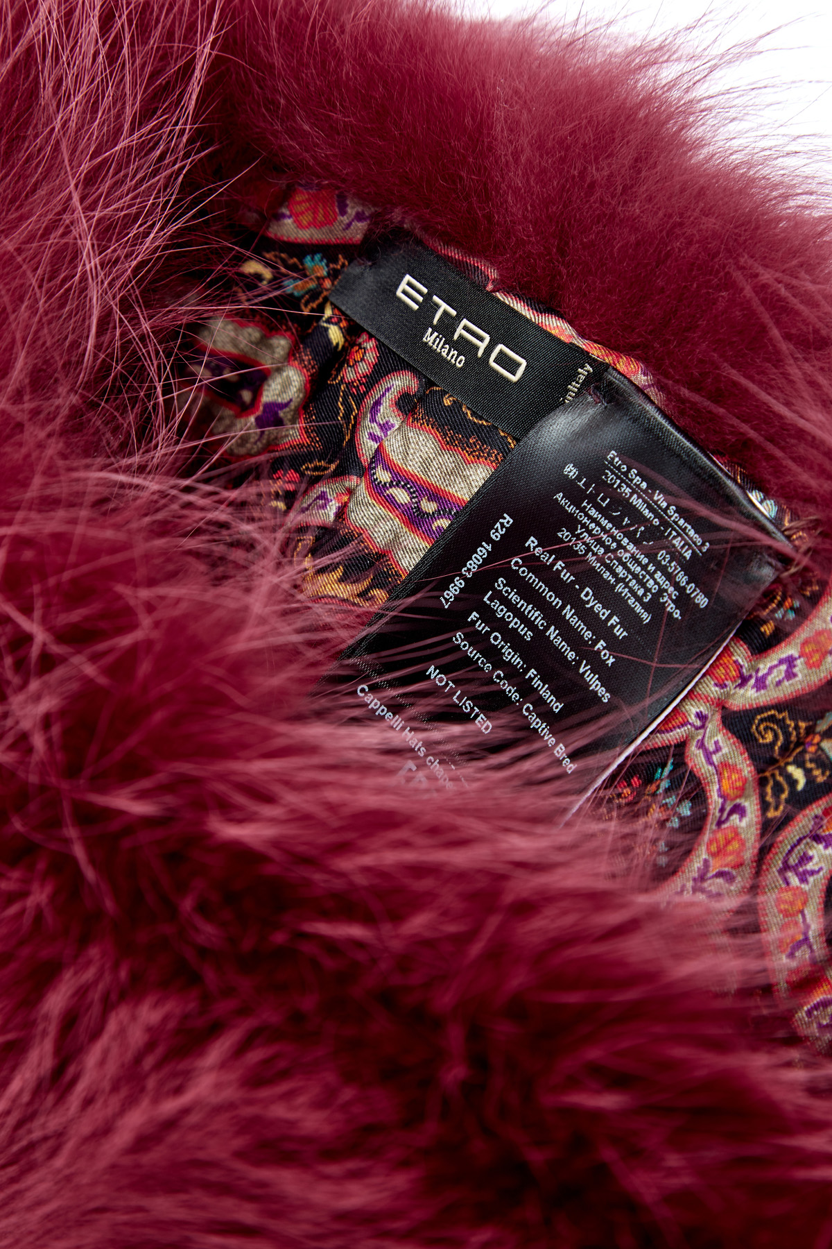 Повязка на голову из меха финской лисы ETRO, цвет красный, размер L;M - фото 5
