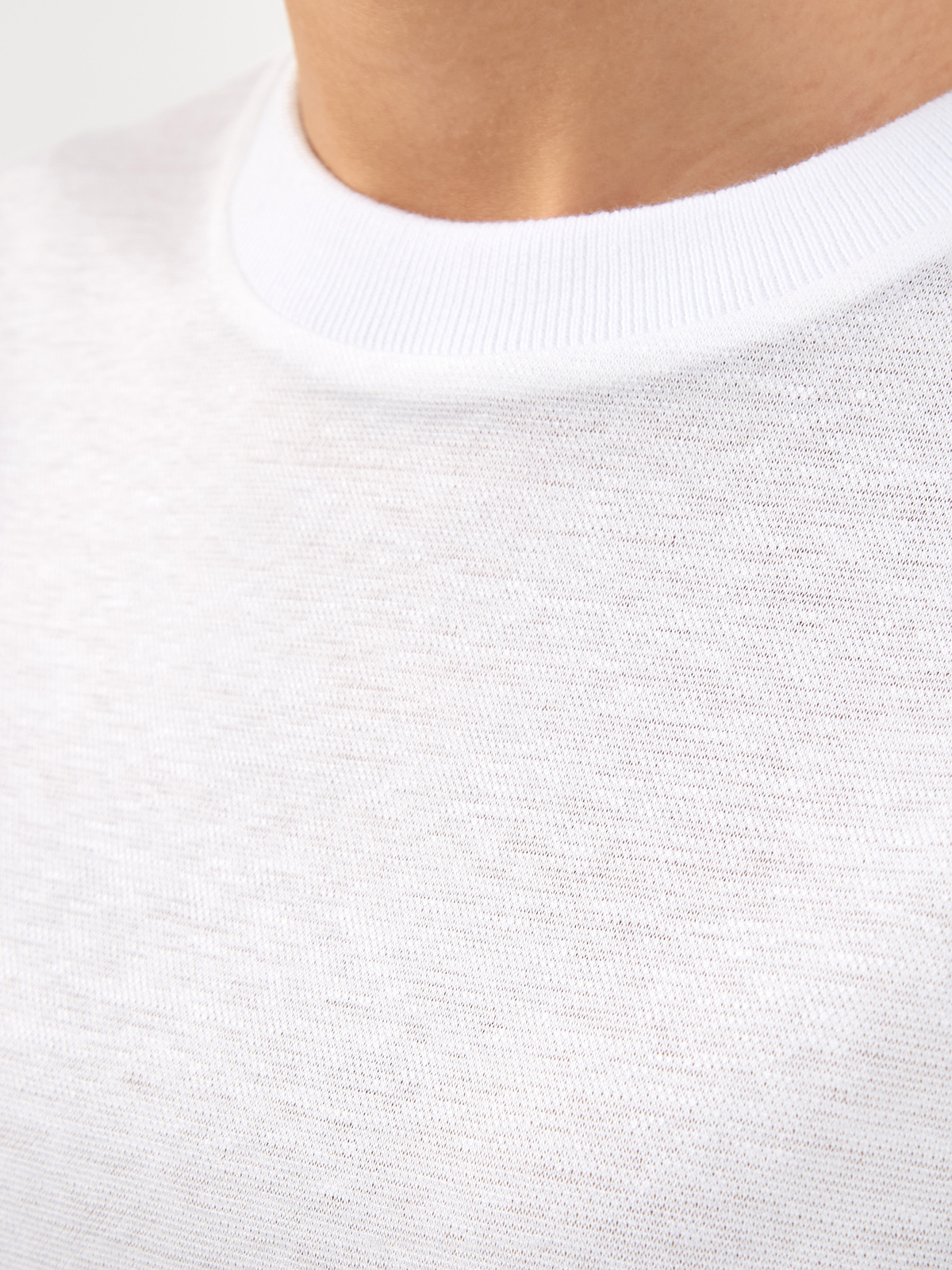 Свободная футболка из хлопка и льна с трикотажным воротом PESERICO, цвет белый, размер 38;40;42;44;48 - фото 5