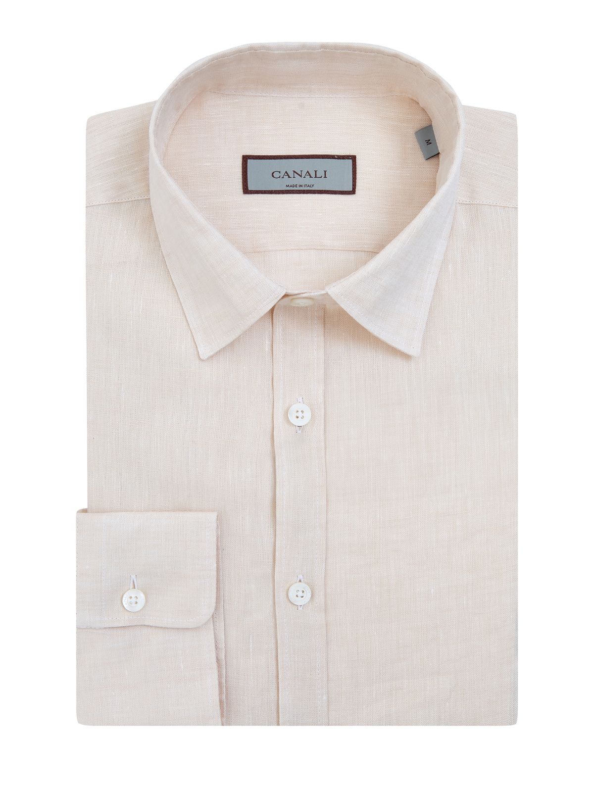 Рубашка в стиле sprezzatura из тонкой льняной ткани CANALI, цвет бежевый, размер 48;50;52
