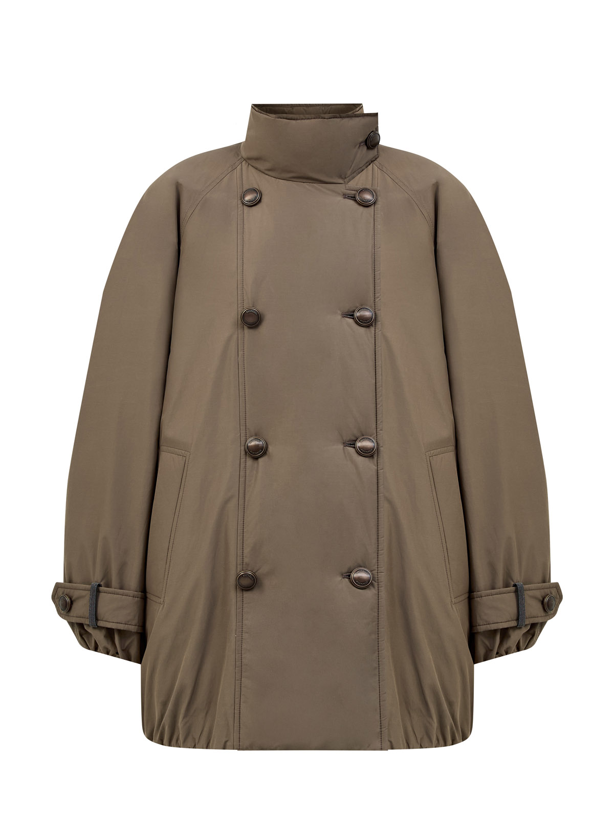 

Двубортная куртка с пуховым утеплителем и деталями Мониль, Хаки, Двубортная куртка с пуховым утеплителем и деталями Мониль