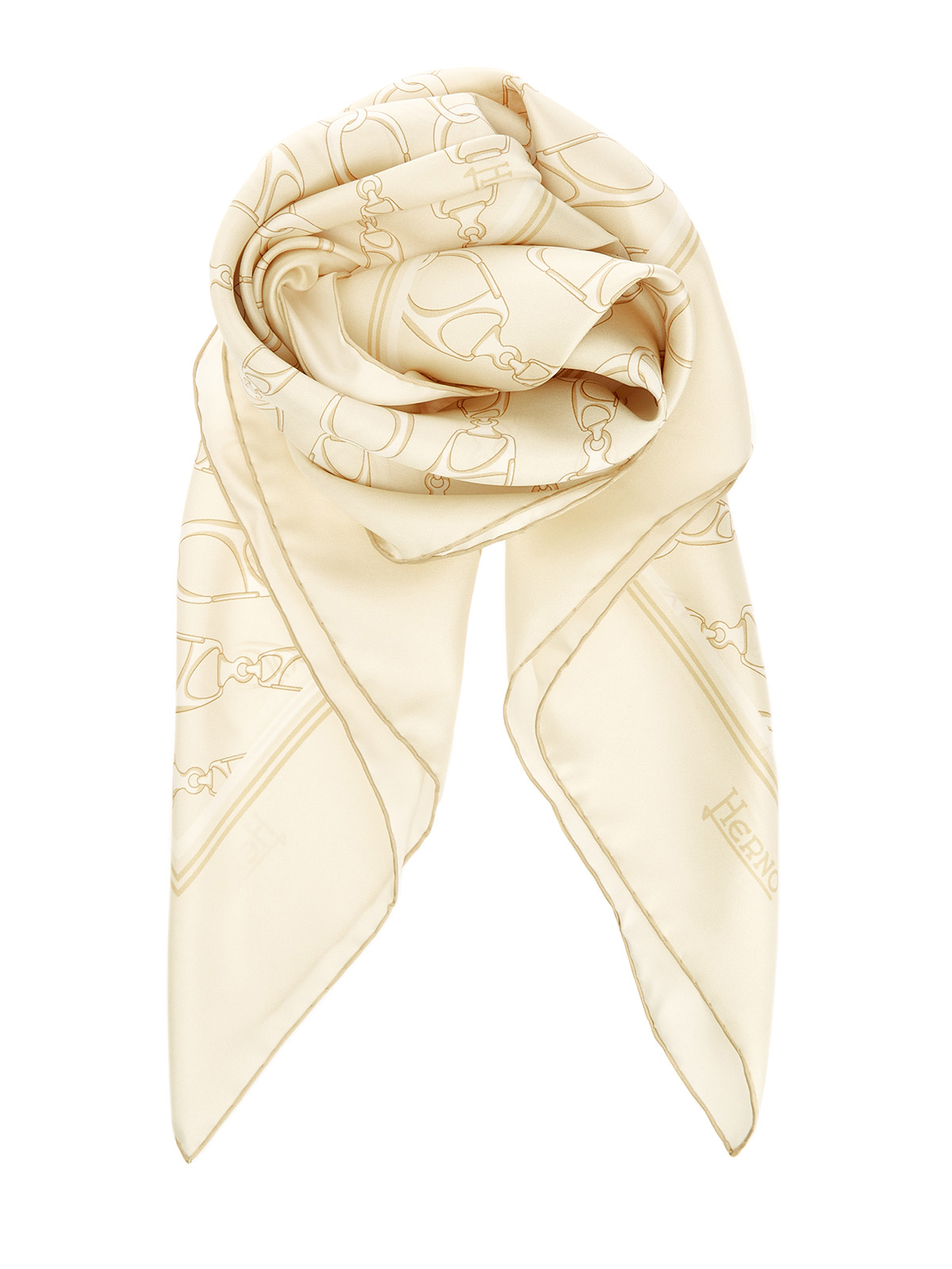 

Платок из тонкого шелка с фирменным принтом Hanging Hook, Бежевый, Платок из тонкого шелка с фирменным принтом Hanging Hook