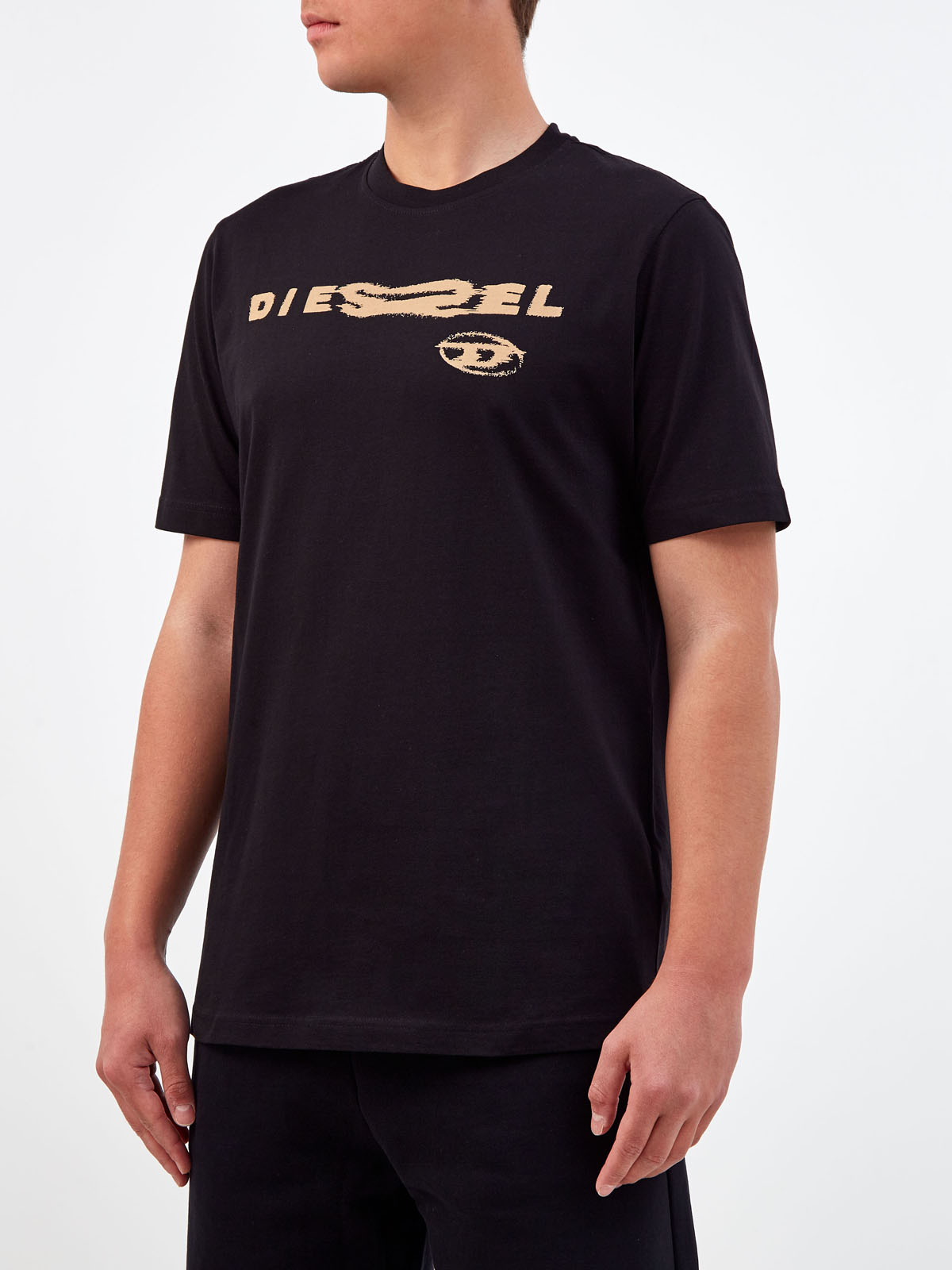 Хлопковая футболка свободного кроя с принтом DIESEL, цвет черный, размер S;XL;2XL;M - фото 3