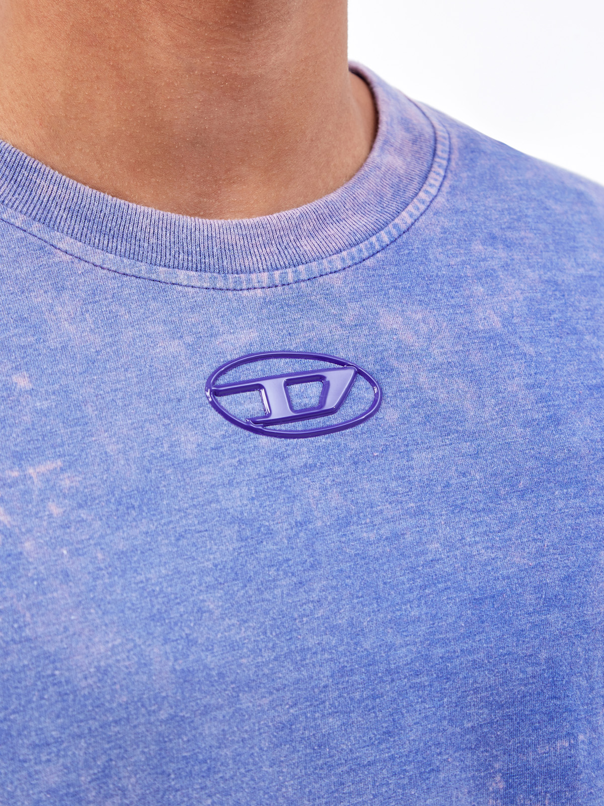 Футболка T-Just из выбеленного хлопка с литым логотипом DIESEL, цвет синий, размер XS;S;XL - фото 3