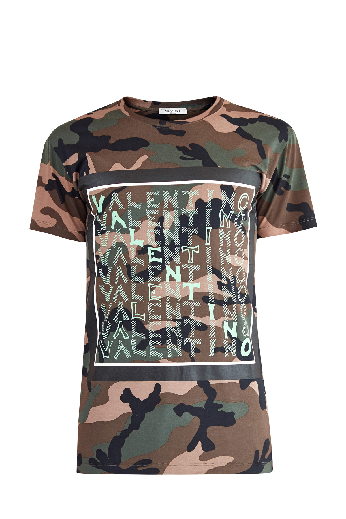 

Футболка с принтом ID Camouflage и аппликацией V for Valentino, Хаки