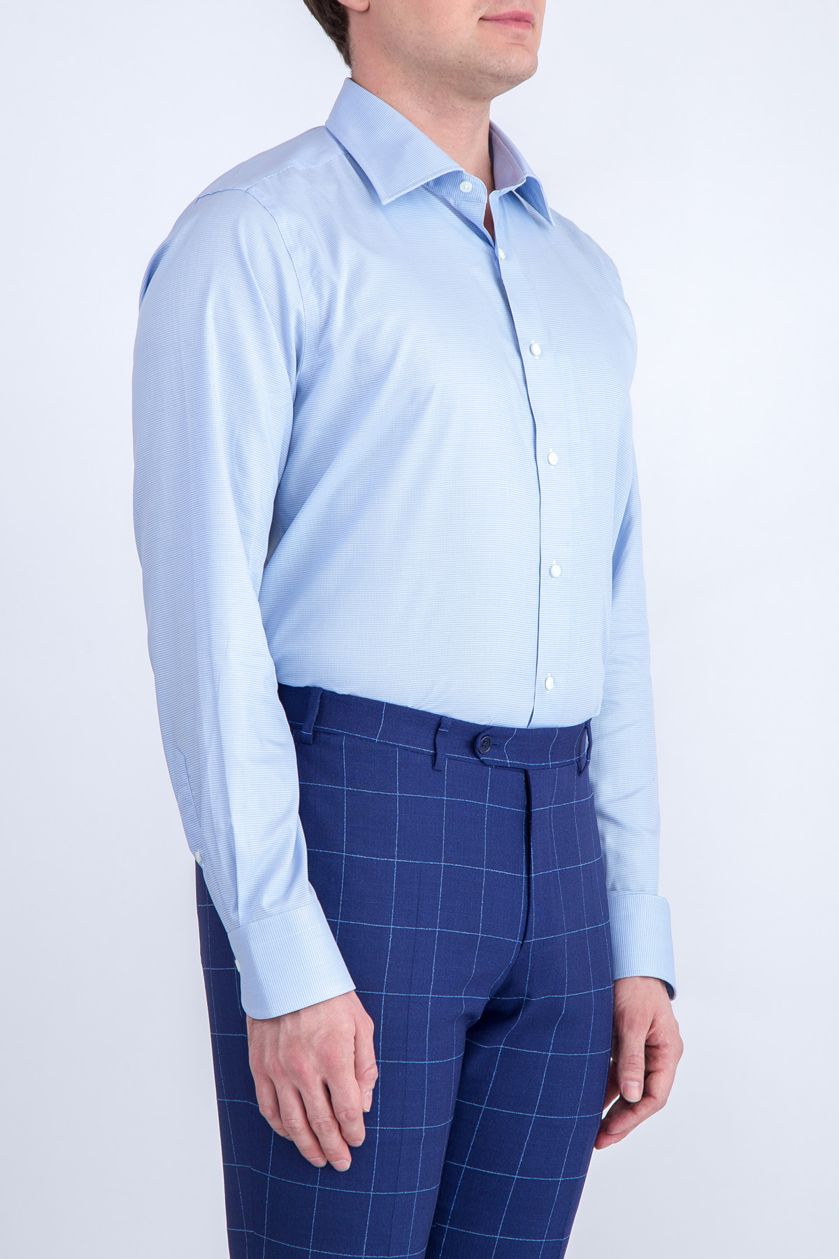 Рубашка из поплина Impeccabile с микро-принтом CANALI, цвет голубой, размер 50 - фото 3