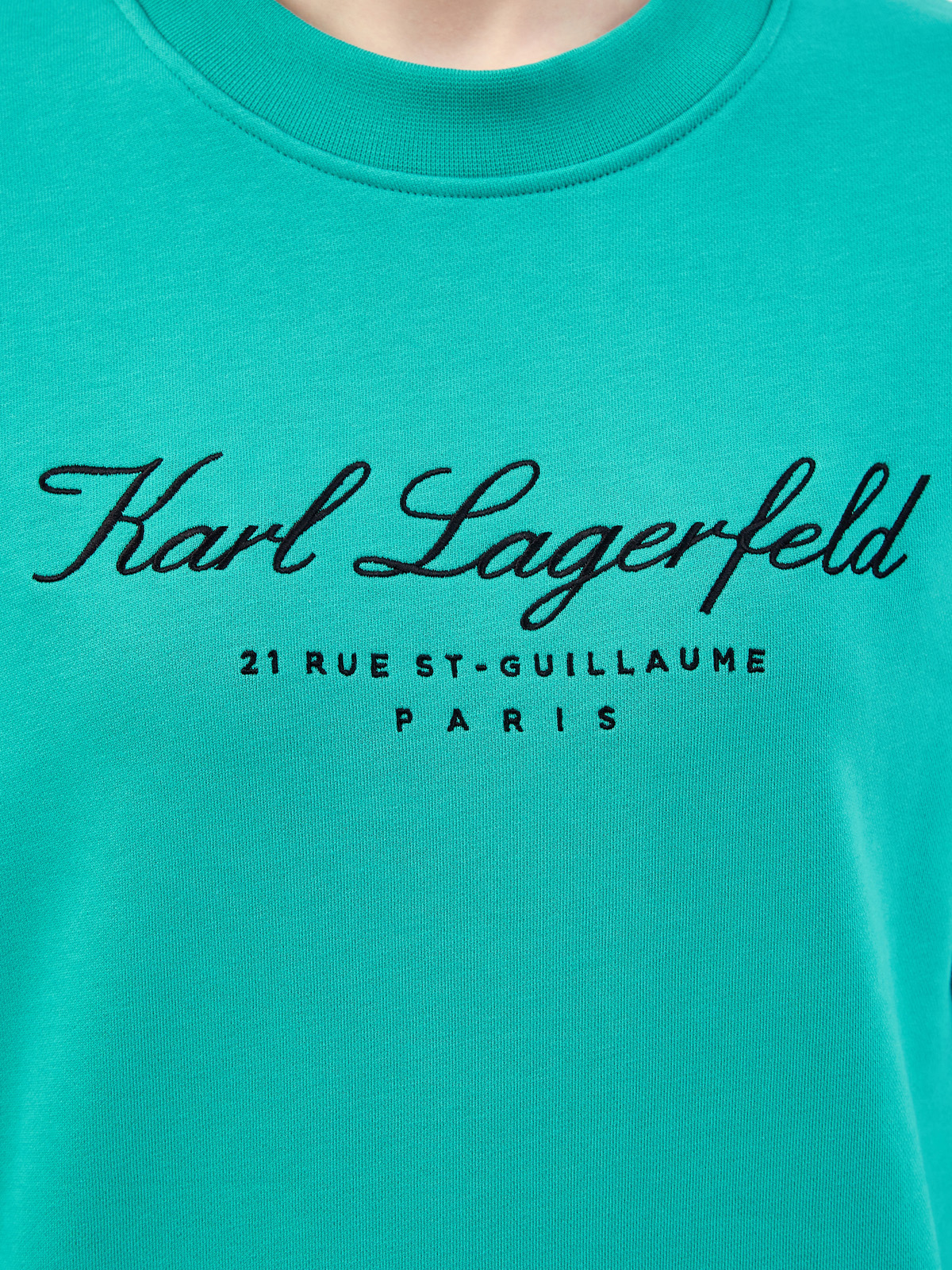 Хлопковый свитшот с вышивкой Rue St-Guillaume KARL LAGERFELD, цвет зеленый, размер XS;M;L - фото 5