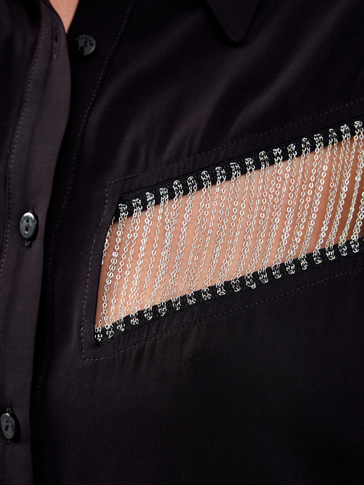 Свободная блуза из тонкого муслина с рядами цепочек GAELLE PARIS, цвет черный, размер 38;42;44;40 - фото 5