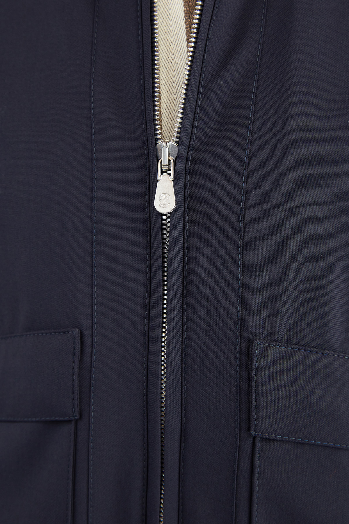 Куртка в стиле casual из шерстяной ткани Water Resist BRUNELLO CUCINELLI, цвет синий, размер 52;56 - фото 5