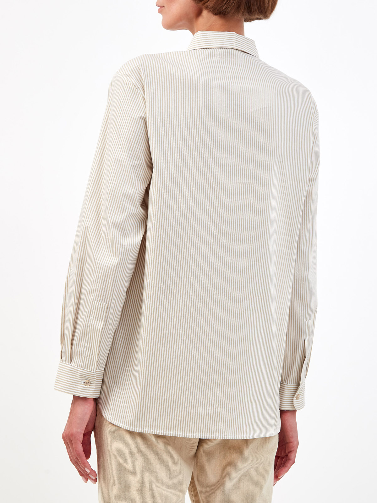 Рубашка из эластичного хлопкового поплина в тонкую полоску PESERICO, цвет бежевый, размер 40;42;44;46 - фото 4