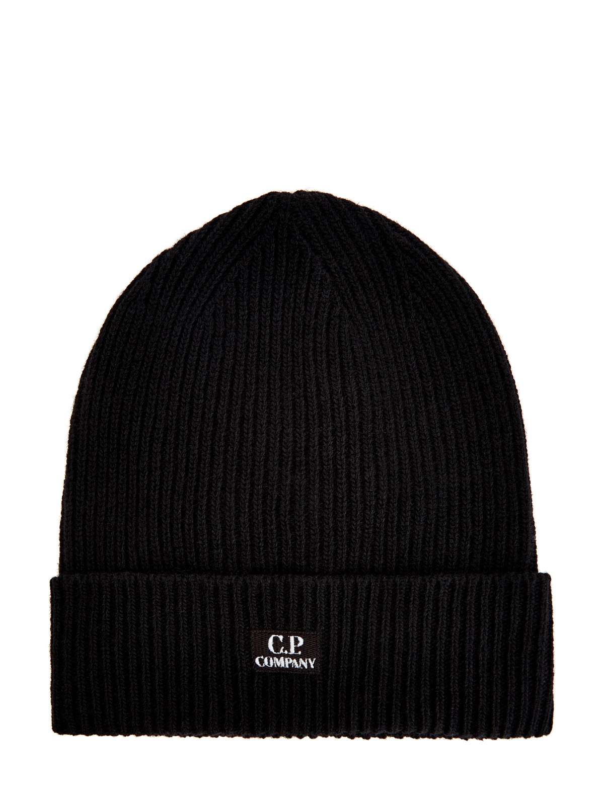 Теплая шапка из мериносовой шерсти с логотипом C.P.COMPANY, цвет черный, размер 50;52;54;56;46